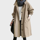 manteau long femme oversize à capuche en kaki