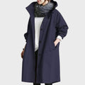 manteau long femme oversize à capuche en bleu marine