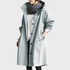 manteau long femme oversize à capuche en bleu clair