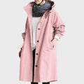 manteau long femme oversize à capuche en rose