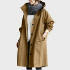 manteau long femme oversize à capuche en marron