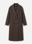 manteau long femme oversize croisé en brun foncé