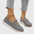 mocassin femme sans lacets boucle dorée en gris