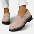 mocassin femme semelle plateforme crantée en kaki