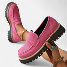 mocassin femme semelle plateforme crantée en rose