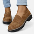 mocassin femme semelle plateforme crantée en marron
