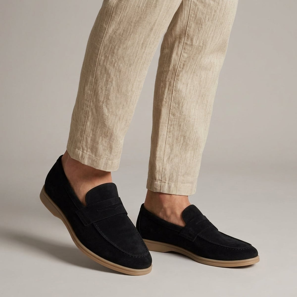 mocassin homme penny loafer semelle fine en noir