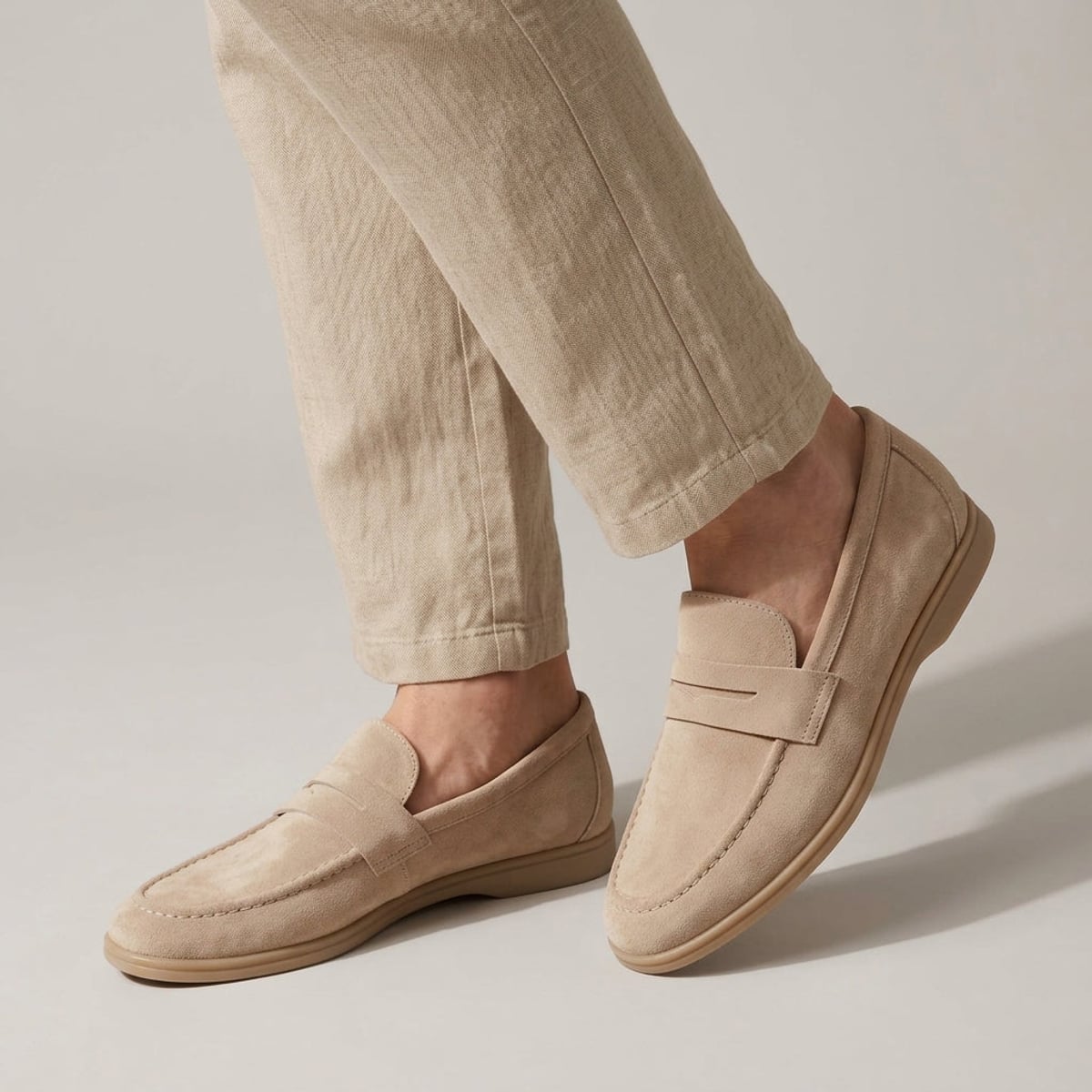 mocassin homme penny loafer semelle fine en crème