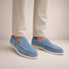 mocassin homme semelle blanche en bleu clair
