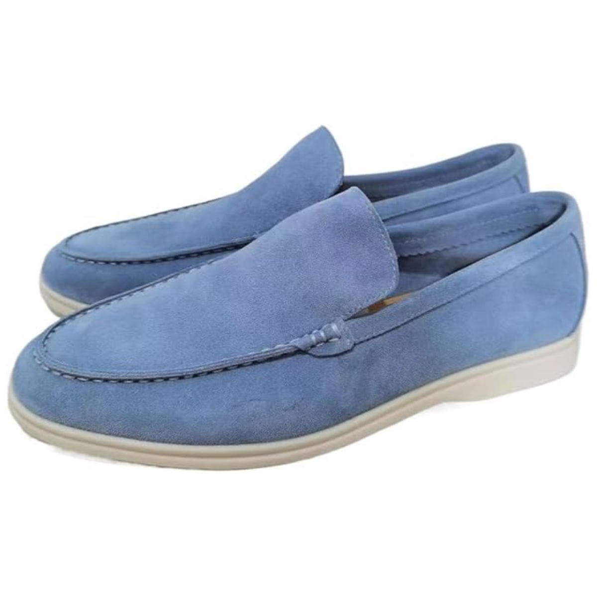 mocassin homme semelle blanche en bleu clair