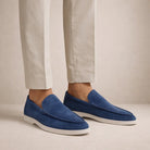 mocassin homme semelle blanche en bleu marine