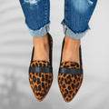 mocassins femme bout pointu sans lacets en jaune/orange 