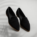 mocassins femme bout pointu sans lacets en noir 