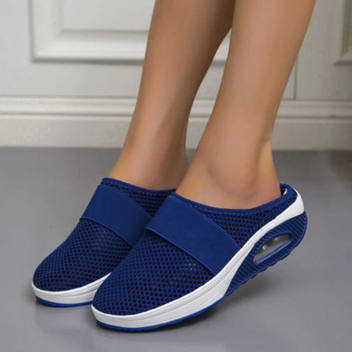mule femme semelle plateforme à enfiler en bleu