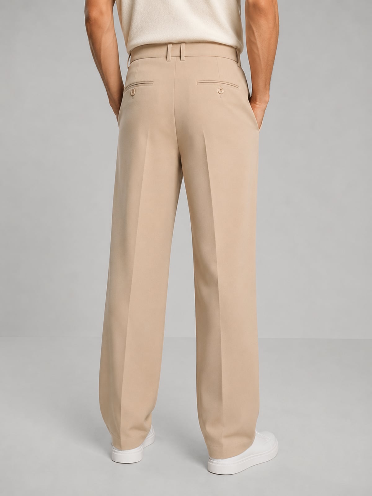 pantalon chino homme à pinces coupe droite en beige
