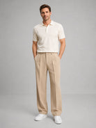 pantalon chino homme à pinces coupe droite en beige
