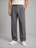 pantalon chino homme à pinces coupe droite en gris