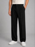 pantalon chino homme à pinces coupe droite en noir