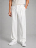 pantalon chino homme à pinces coupe droite en blanc