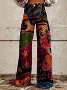 pantalon femme large taille haute imprimé
