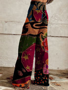 pantalon femme large taille haute imprimé