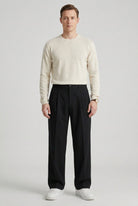 pantalon homme à pinces coupe droite en noir