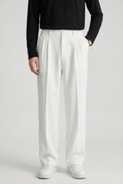 pantalon homme à pinces coupe droite en blanc