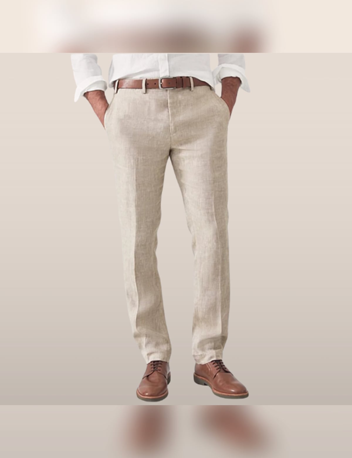 pantalon homme chino coupe droite taille mi-haute en beige