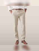 pantalon homme chino coupe droite taille mi-haute en beige
