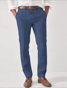 pantalon homme chino coupe droite taille mi-haute en bleu