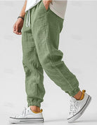 pantalon homme coupe ample taille élastiquée en vert