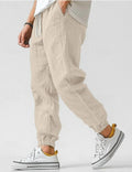 pantalon homme coupe ample taille élastiquée en beige