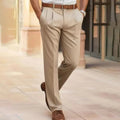 pantalon homme coupe droite à pinces en beige