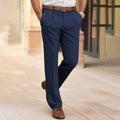 pantalon homme coupe droite à pinces en bleu marine