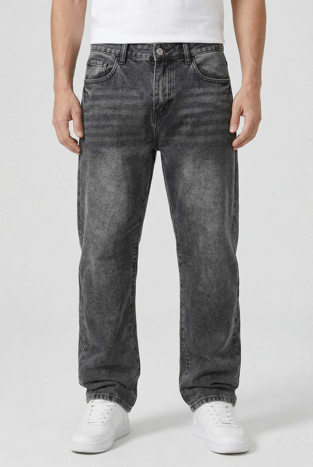 pantalon homme coupe droite large en noir
