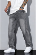 pantalon homme coupe droite large en gris délavé