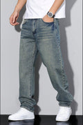 pantalon homme coupe droite large en gris bleuté