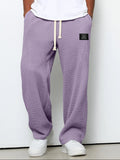 pantalon homme coupe droite large taille élastique en violet