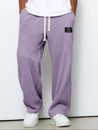 pantalon homme coupe droite large taille élastique en violet