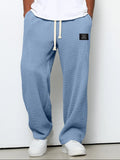 pantalon homme coupe droite large taille élastique en bleu ciel