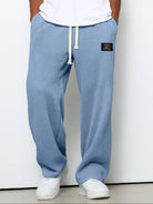 pantalon homme coupe droite large taille élastique en bleu ciel