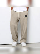pantalon homme coupe droite large taille élastique en kaki
