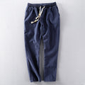 pantalon homme coupe droite taille élastique en bleu