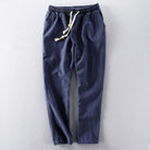 pantalon homme coupe droite taille élastique en bleu