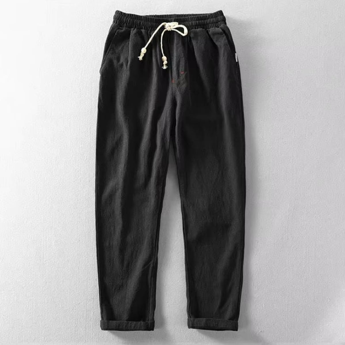 pantalon homme coupe droite taille élastique en noir