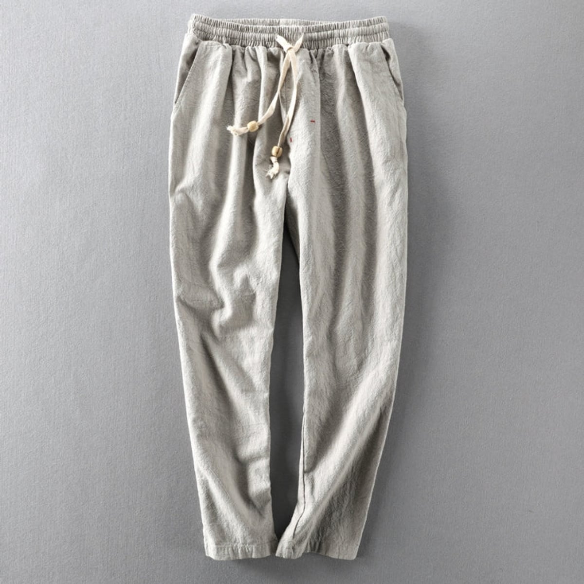 pantalon homme coupe droite taille élastique en gris