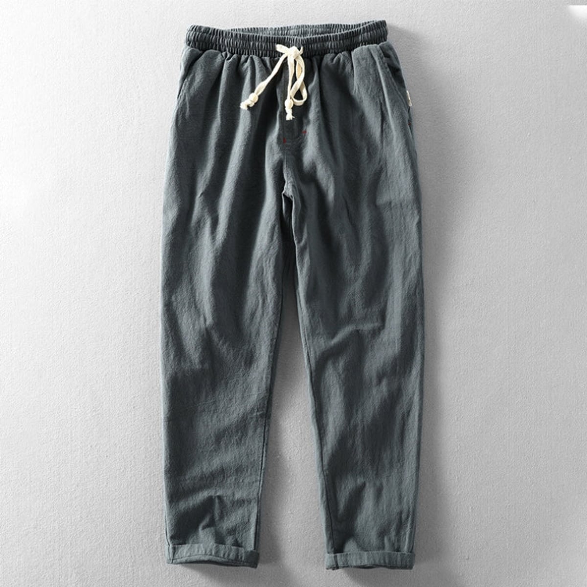 pantalon homme coupe droite taille élastique en gris anthracite