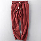 pantalon homme coupe droite taille élastique en rouge