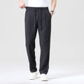 pantalon homme coupe droite taille élastiquée en noir