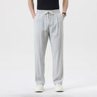 pantalon homme coupe droite taille élastiquée en gris